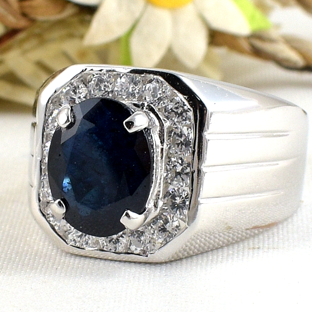 แหวนเงินแท้ราคาถูกชุบทองคำขาว ไพลินแท้ 3.08 กะรัต เพชรCZ 0.64 กะรัต งานประณีตสวยงาม สั่งผลิตค่ะ