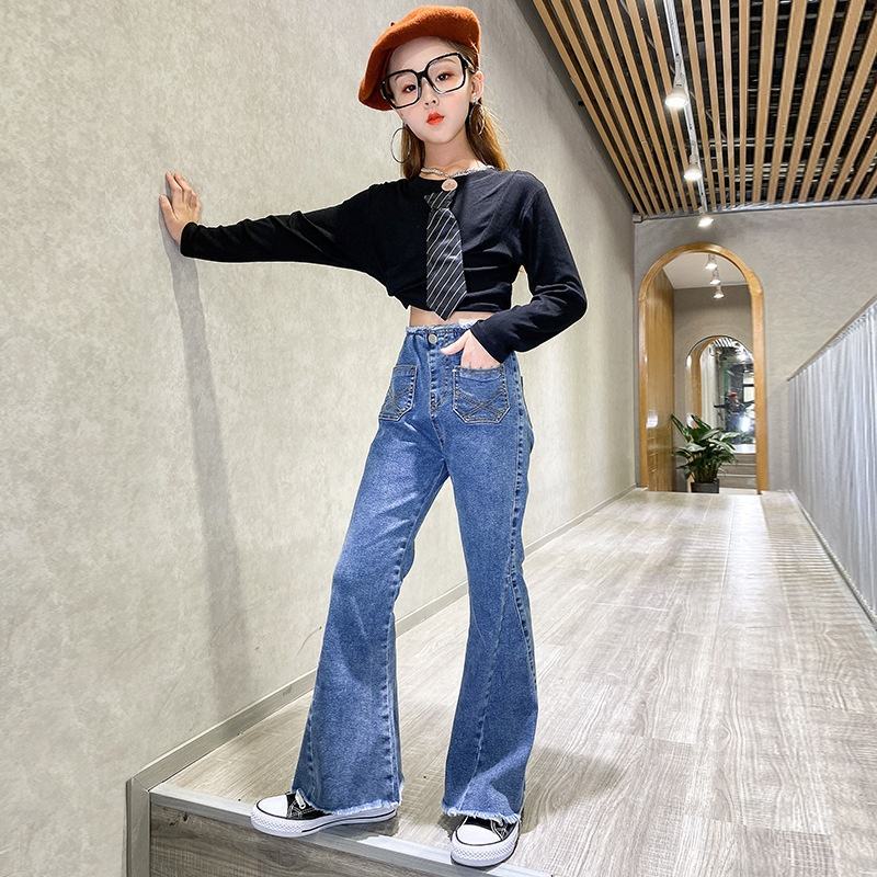 พร้อมสง กางเกงยีนส์ เด็ก ทรงขาม้า