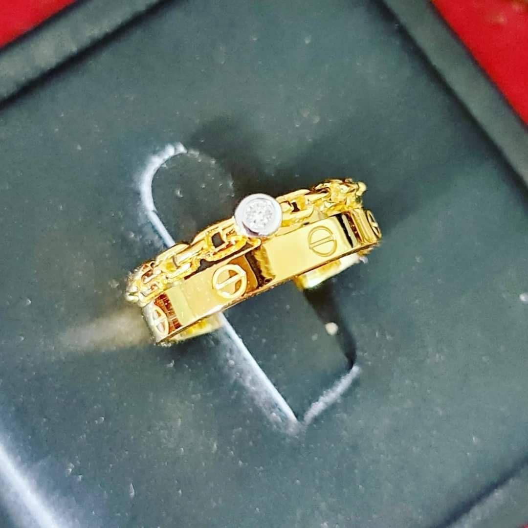 พร้อมส่งและสั่งผลิตแหวนเพชรคุ้มๆวงนี้เหมือนได้ใส่2วงเก๋ๆๆ แหวนแต่งงาน แหวนหมั้น ใส่เที่ยว ออกงาน แหวนทองคำ 9K เพชรเกสรแท้ 0.04 กะรัต 1 เม็ด ราคาถูกมาก ส่งฟรี