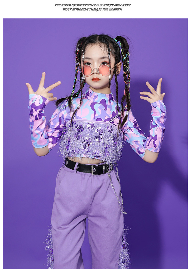 ชุดเต้น ชุดฮิปฮอป เซ็ตสีม่วง ทีมม่วง สินค้าพร้อมส่ง