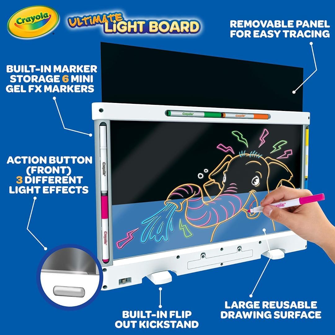กระดานวาดศิลปะที่มีแสง Crayola 11.5” x 18“ Ultimate Light Board - White, Kids Drawing Tablet