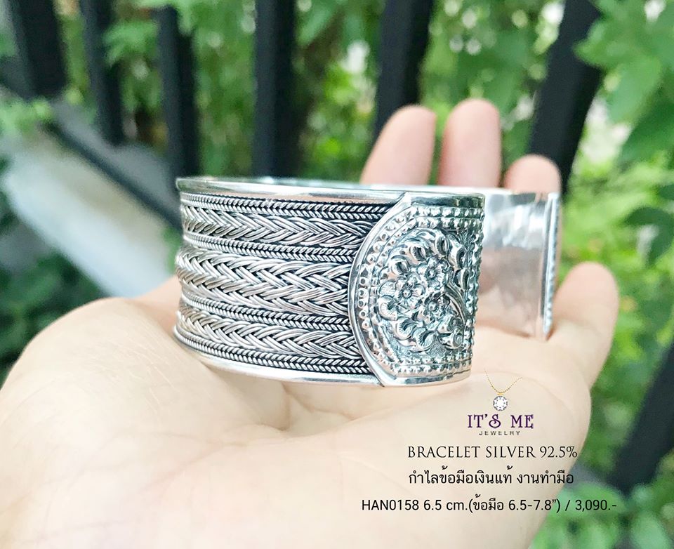 กำไลข้อมือเงินแท้92.5% งานทำมือ กำไลเล่นลายงานถัก ทุกแบบงานสวยละเอียด ข้อมือ 6.5-7.8" ปรับระดับได้ค่ะ (เรือนเงินแท้)