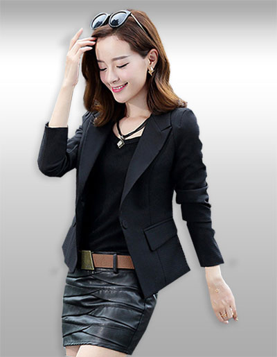 เสื้อสูทผู้หญิงแขนยาวสีดำแบบเรียบหรู มี 4 ไซส รหัส1807