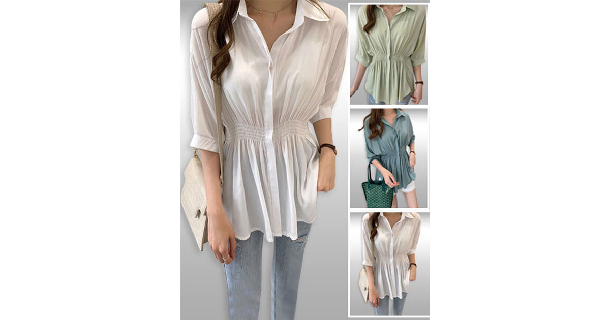 เสื้อแฟชั่นแต่งสม็อคด้านหน้าสไตล์ชิลด์ มี 3สี รหัส 2160