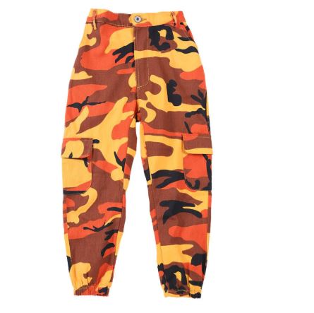 ชุดแดนซ์เซอร์ เสื้อสีดำ-กางเกงลายทหารสีส้ม