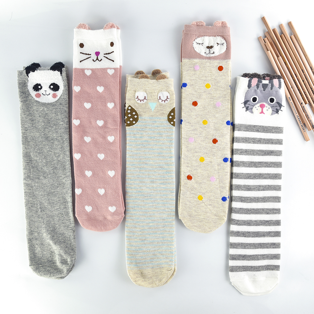 F- ถุงเท้ายาว ถุงน่องเด็ก ลายหน้าสัตว์