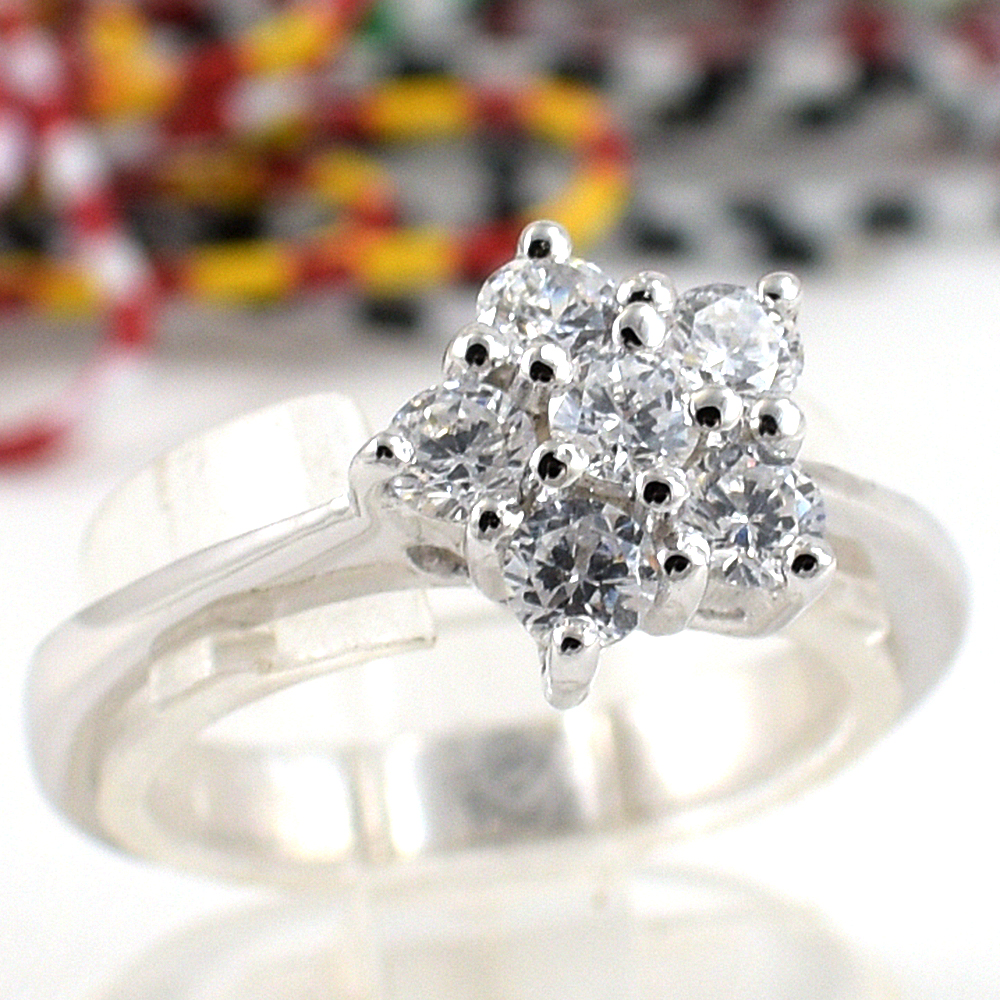 แหวนเงินแท้ราคาถูกชุบทองคำขาว เพชรCZแท้ 0.60 กะรัต งานประณีตสวยงาม สั่งผลิตค่ะ