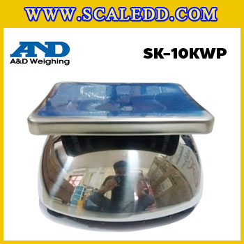 เครื่องชั่งน้ำหนักดิจิตอล10kg เครื่องชั่งกันน้ำ10kg เครื่องชั่งดิจิตอล10kg ตาชั่งกันน้ำ10กิโลกรัม พิกัดน้ำหนัก 10kg ความละเอียด 5g ยี่ห้อ AND รุ่น SK-WP (เครื่องชั่งผ่านตรวจรับรองจากสำนักชั่งตวงวัด)
