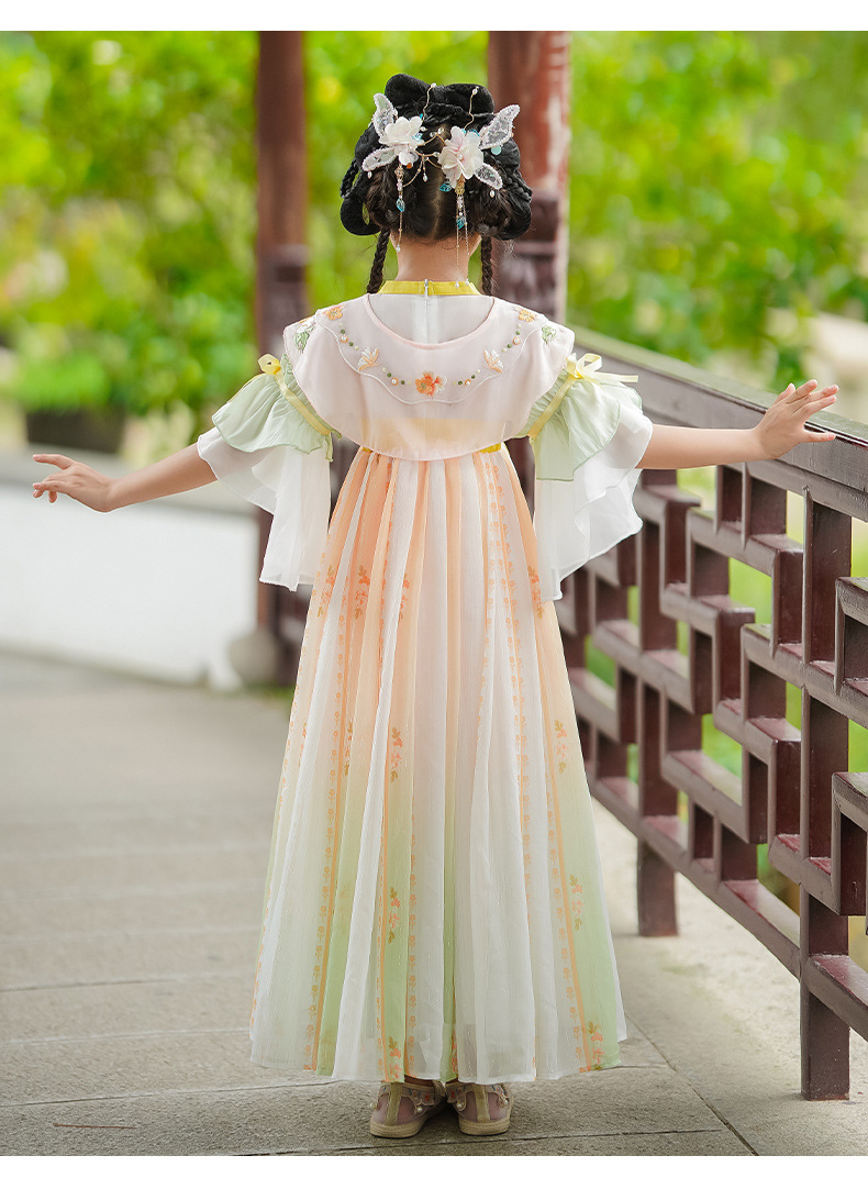 พร้อมส่ง ชุดจีน กี่เพ้า จีนโบราณย้อนยุค ชุดฮันฟู ลายพัด ปักลายปลา