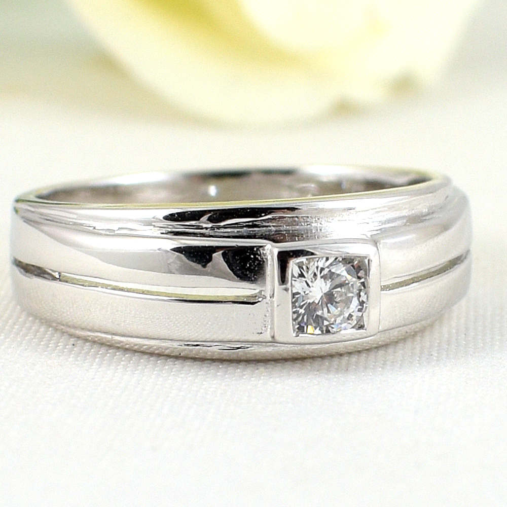 แหวนเงินแท้ราคาถูกชุบทองคำขาว เพชรCZแท้ 0.25 กะรัต งานประณีตสวยงาม สั่งผลิตค่ะ