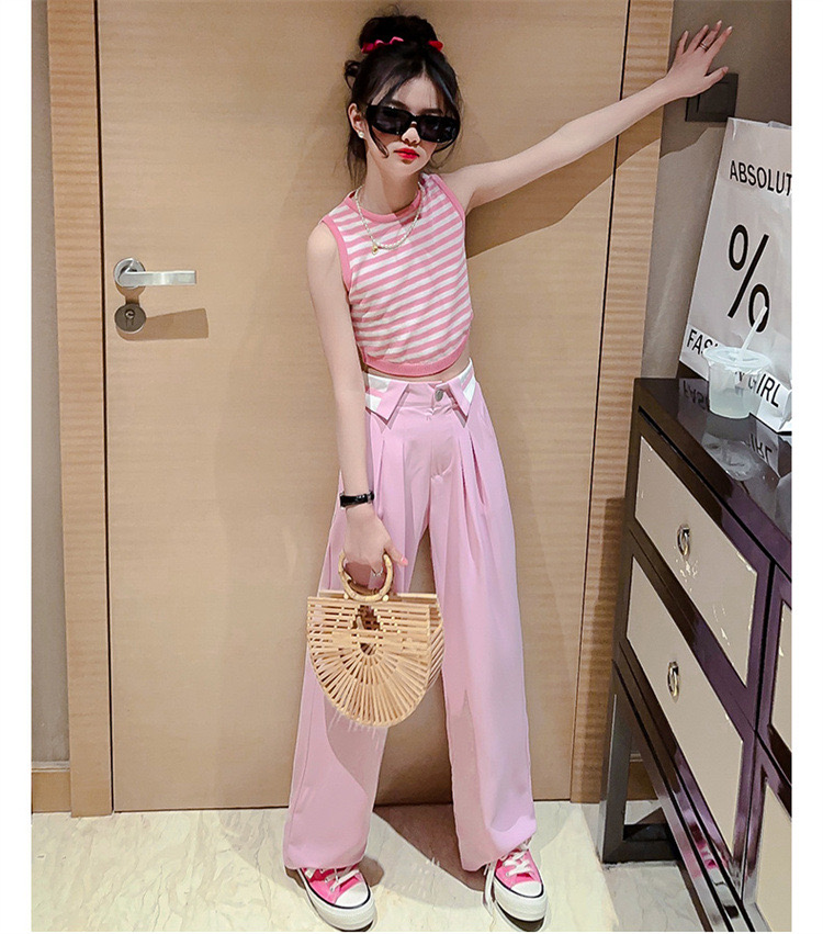 ชุดเต้น ชุดแดนซ์ ชุดลำลอง เสื้อกล้ามลาย+กางเกงเอวพับ