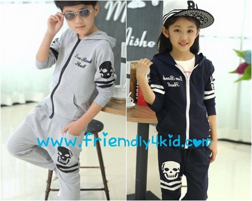 กันหนาว : เซ็ตเสื้อกันหนาว เสื้อ+กางเกงลายกระโหลก