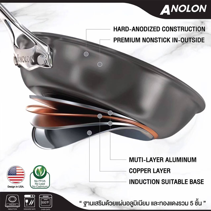 กระทะนอนสติ๊ก ฮาร์ดอโนไดซ์ 30 ซม. 82737-T Anolon MEYER