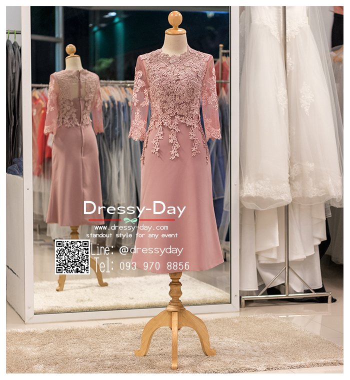 รหัส ชุดเจ้าภาพ :PFS075 ชุดราตรีสั้น หรู มีแขน งานลูกไม้สวยๆ ใส่ไปงานแต่งงานเช้ากลางวัน กลางคืนได้หลายโอกาส