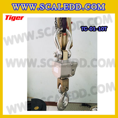 ตาชั่งแขวน10ตัน เครื่องชั่งแขวน10ตัน เครื่องชั่ง10ตัน เครื่องชั่งแขวนดิจิตอล10ตัน พิกัด 10ตัน ค่าละเอียด 5กิโลกรัม ตะขอหมุนได้360องศา เครื่องชั่งแขวนยี่ห้อTIGER รุ่น TC-01