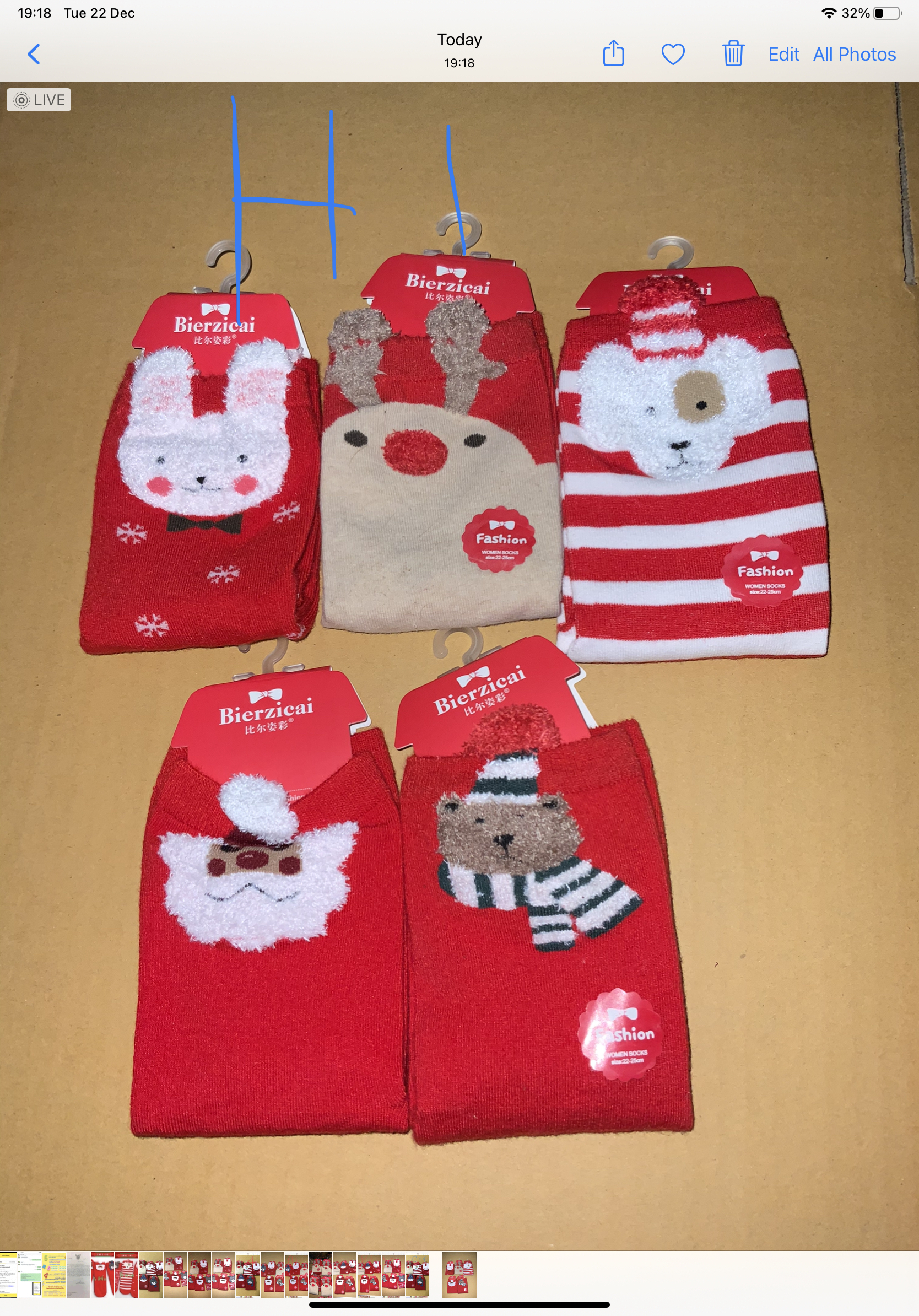 Fถุงเท้าเด็ก ลายคริสมาสต์