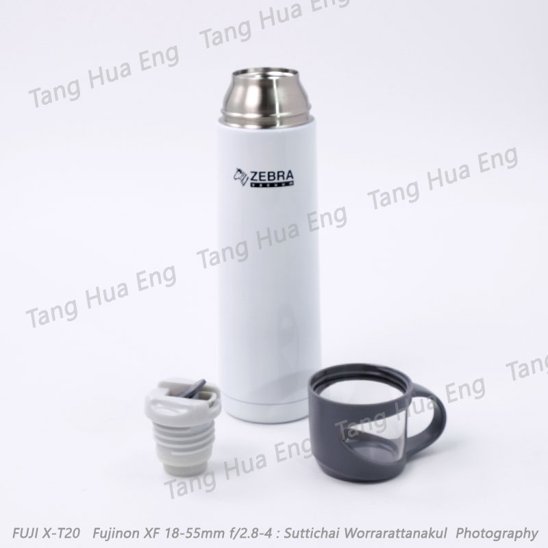 Zebra กระบอกน้ำสูญญากาศ 0.48 ลิตร Atlantic ตราหัวม้าลาย สีขาว