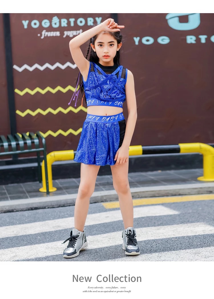 พร้อมส่ง ชุดเต้น เสื้อกล้าม+กางเกงกระโปรง ปักเลื่อม