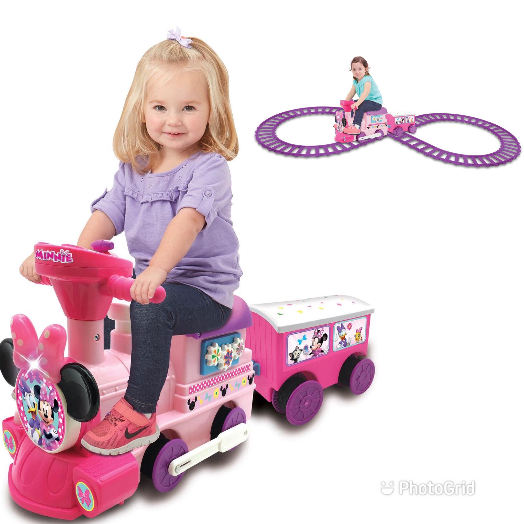 รถไฟแบตเตอรี่พร้อมราง Disney Minnie Mouse 6-Volt Powered Train with Tracks and Caboose