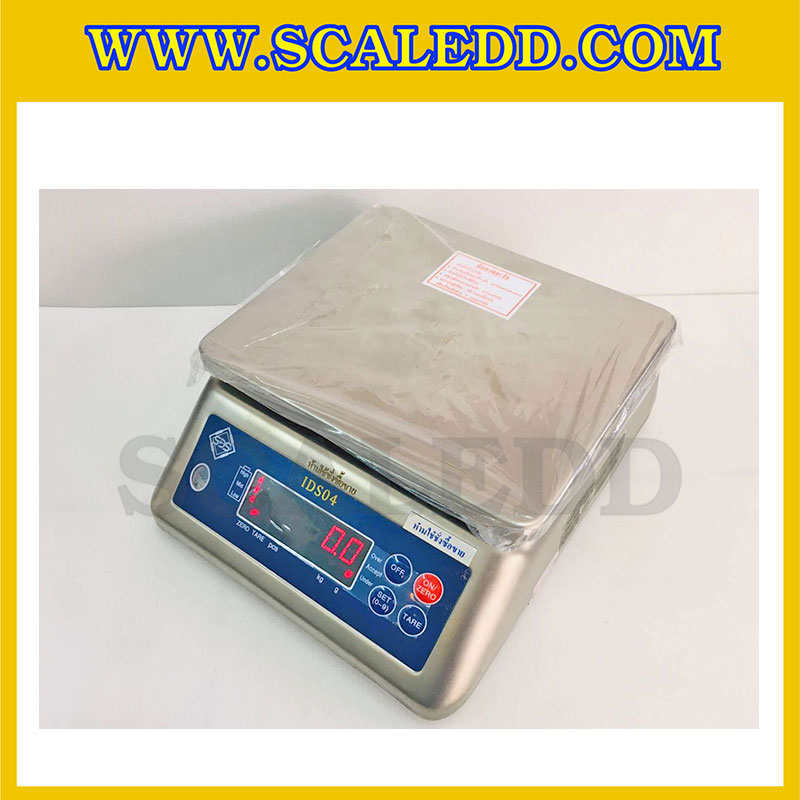 เครื่องชั่งกันน้ำ ตั้งโต๊ะ พิกัดน้ำหนัก 30Kg อ่านค่าละเอียด 5g เครื่องชั่งดิจิตอล30kg เครื่องชั่งกันน้ำ30kg ตาชั่งสแตนเลส30kg เครื่องชั่งน้ำหนัก30kg ยี่ห้อ SDS รุ่น IDS04-30K