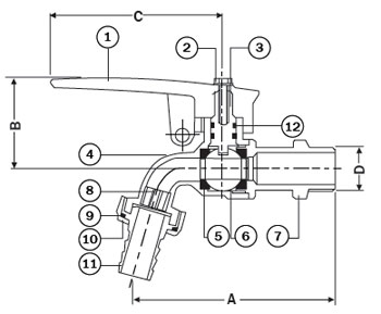 SANWA ซันวา ก๊อกบอลสนามล็อคกุญแจ 1/2"