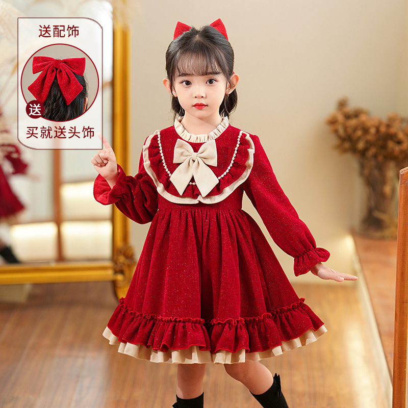 friendly4kid พร้อมส่ง ชุดคริสมาสต์ เดรสสไตล์คุณหนู โลลิต้า