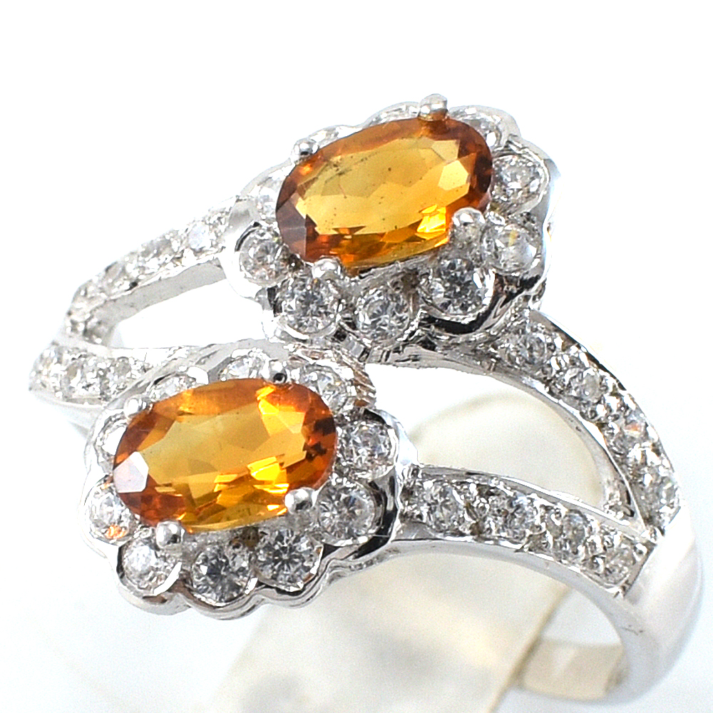 แหวนเงินแท้ราคาถูกชุบทองคำขาว ซิทรินแท้ 1.10 กะรัต งานประณีตสวยงาม สั่งผลิตค่ะ