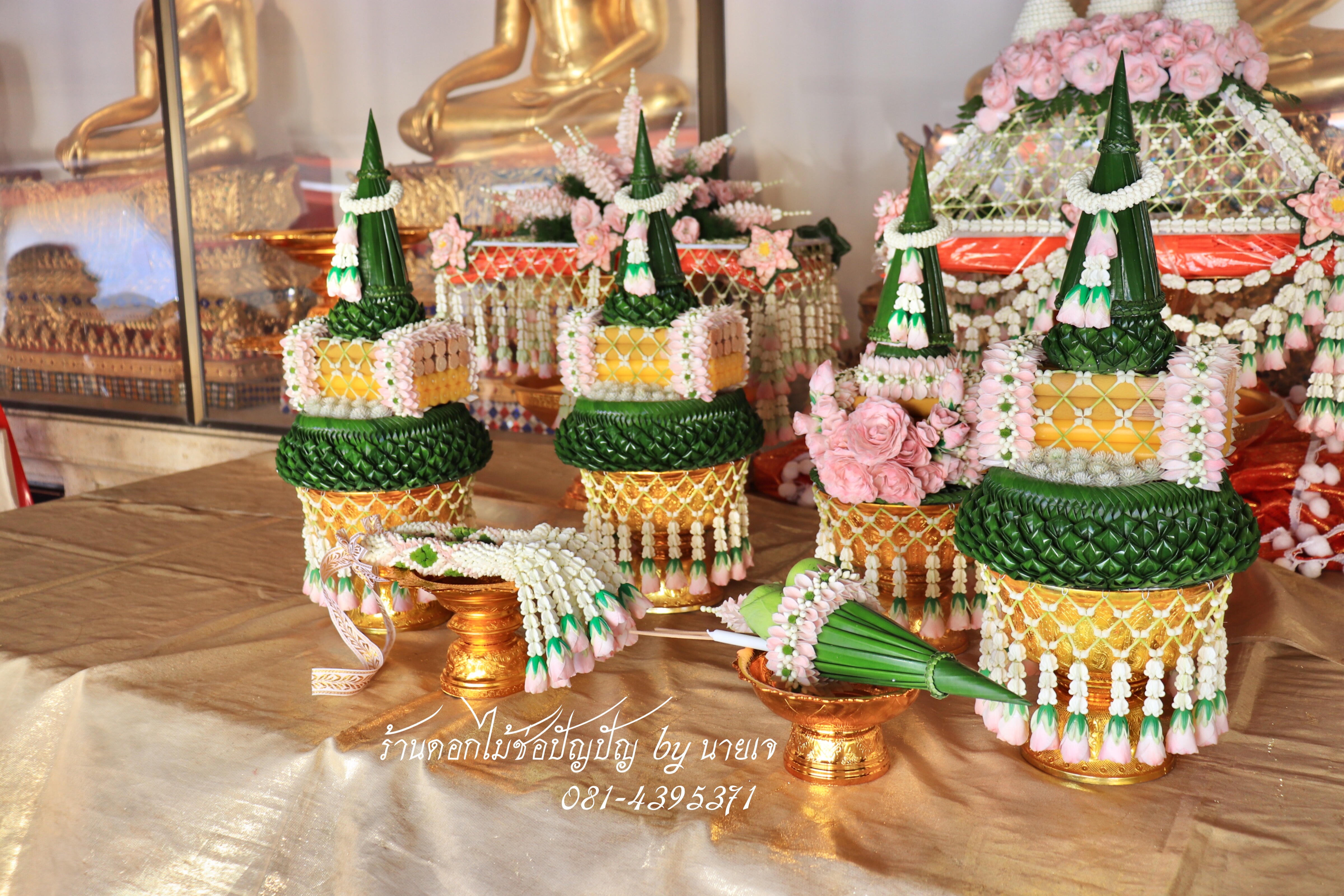 ชุดเครื่องบวชดอกไม้สด ชุดC7 24พย.61 วัดสระเกศฯ