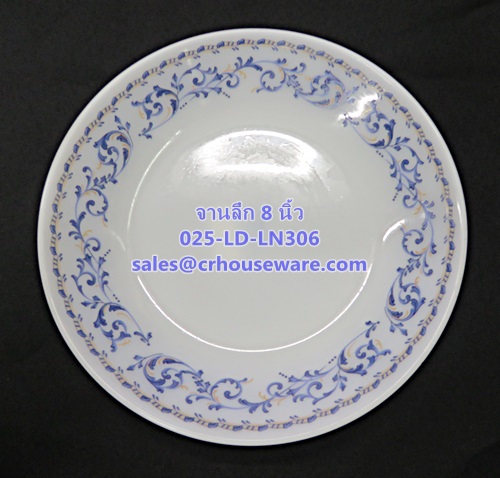 จานลึก 8 นิ้ว เนื้อมุก ลายลานนา 025-LD-LN306