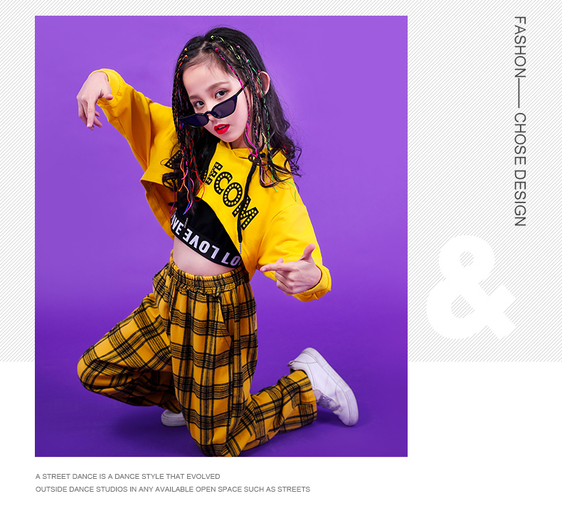 ชุดเต้น ชุดแดนซ์ เซ็ตลายสก๊อต สีเหลือง/สีแดง