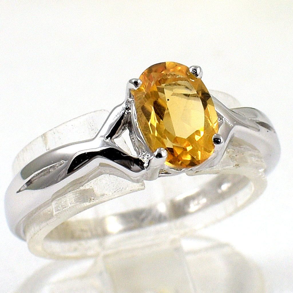 แหวนเงินแท้ราคาถูกชุบทองคำขาว ซิทรินแท้ 0.95 กะรัต งานประณีตสวยงาม สั่งผลิตค่ะ