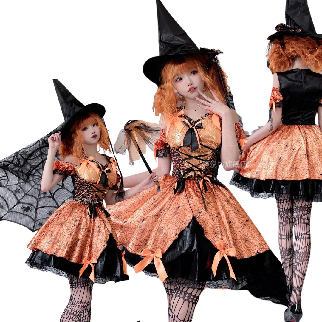 พร้อมส่ง ชุดแม่มด ชุดฮาโลวีน ผู้ใหญ่ ม่วง-ดำ**