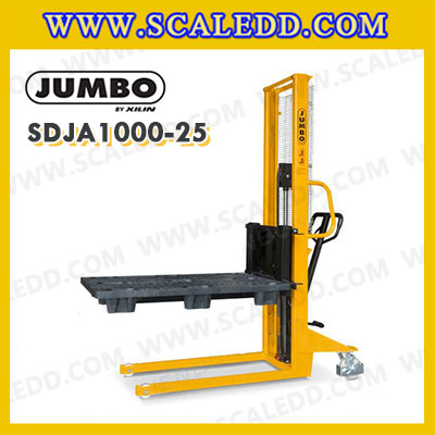 รถยกสูง stacker รถ stacker hand stacker รถยกสูง มือโยก 1000 กก. งายาว 1060 มม. ยกสูง 2500 มม. ยี่ห้อ JUMBO รุ่น SDJA1000-25