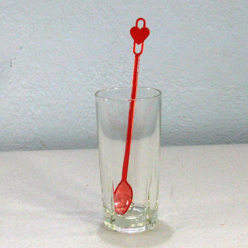 ช้อนคนเหล้าสีใส รูปหัวใจ