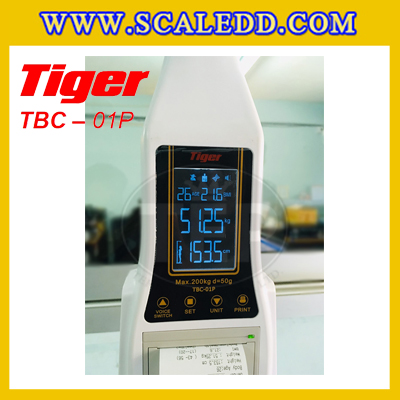 เครื่องวัดองค์ประกอบในร่างกาย เครื่องชั่งน้ำหนักคน200kg เครื่องชั่งน้ำหนักและวัดส่วนสูง 210 เซ็นติเมตร พิกัดน้ำหนัก 200kg ค่าละเอียด 50g ยี่ห้อ TIGER รุ่น TBC-01P
