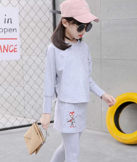 F กันหนาว: ชุดเซ็ตเสื้อแขนยาว+เลกกิ้งกระโปรง