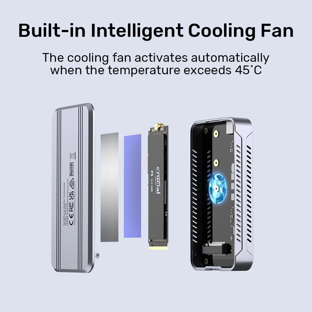 Enclosure M.2 NVMe USB4 40Gbps SolidForce Reefer TurboCool