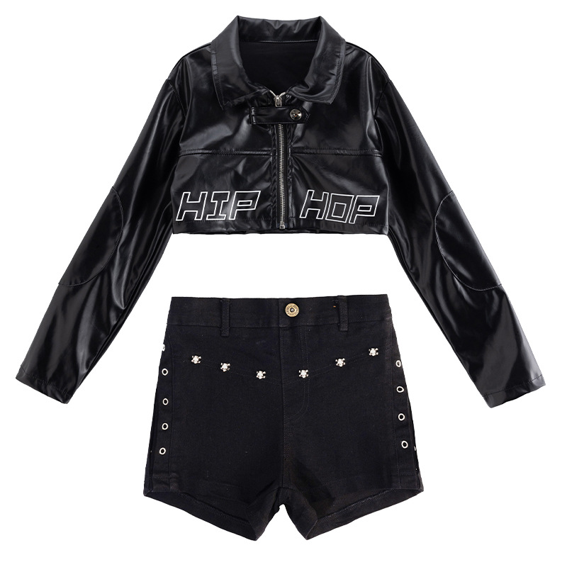 พร้อมส่ง ชุดเต้น ชุดแดนซ์ เสื้อแขนยาวปาดไหล่ กางเกงขายาว