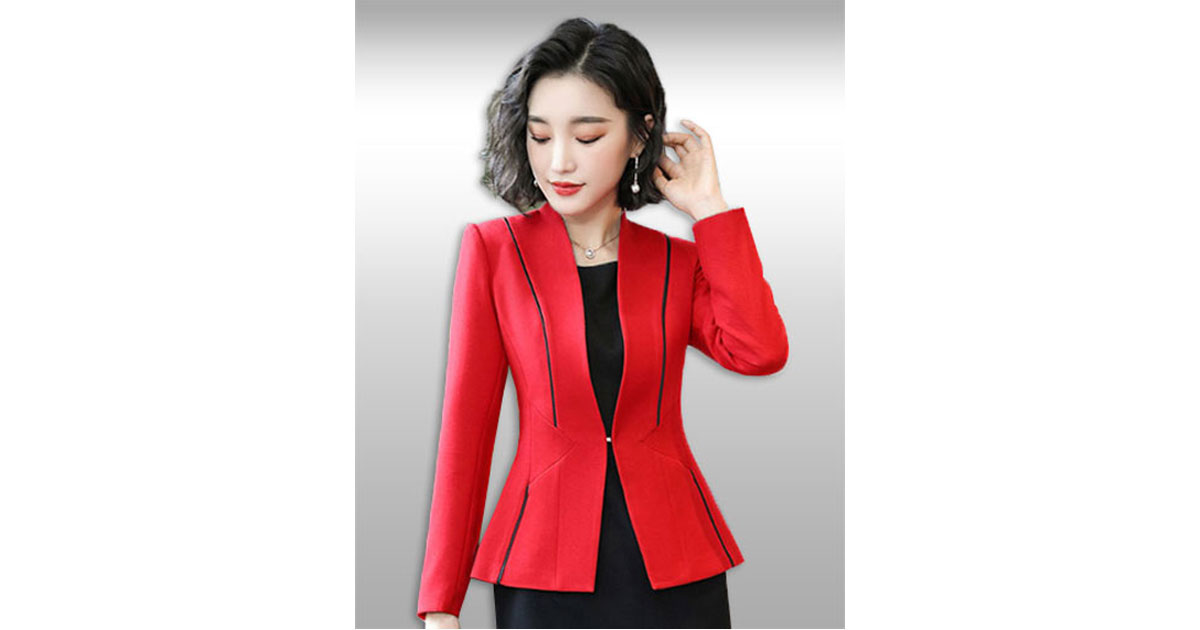 เสื้อสูทผู้หญิงสีแดงสไตล์เรียบหรู มี 7 ไซส รหัส2248