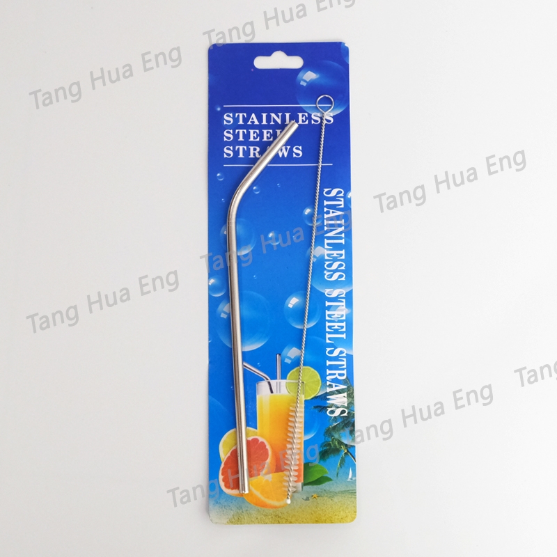 หลอดสเตนเลส 6 มิล 21 ซม. + แปรงล้างหลอด