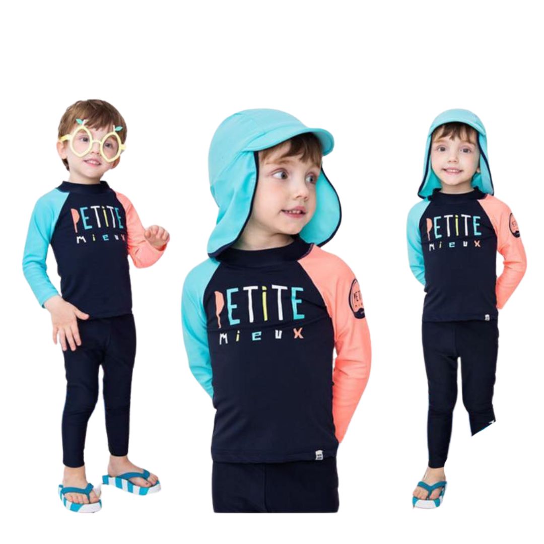 สินค้าพร้อมส่ง ชุดว่ายน้ำ เซ็ต 2 ชิ้น เสื้อ+กางเกง บอดี้สูท ลายดอก