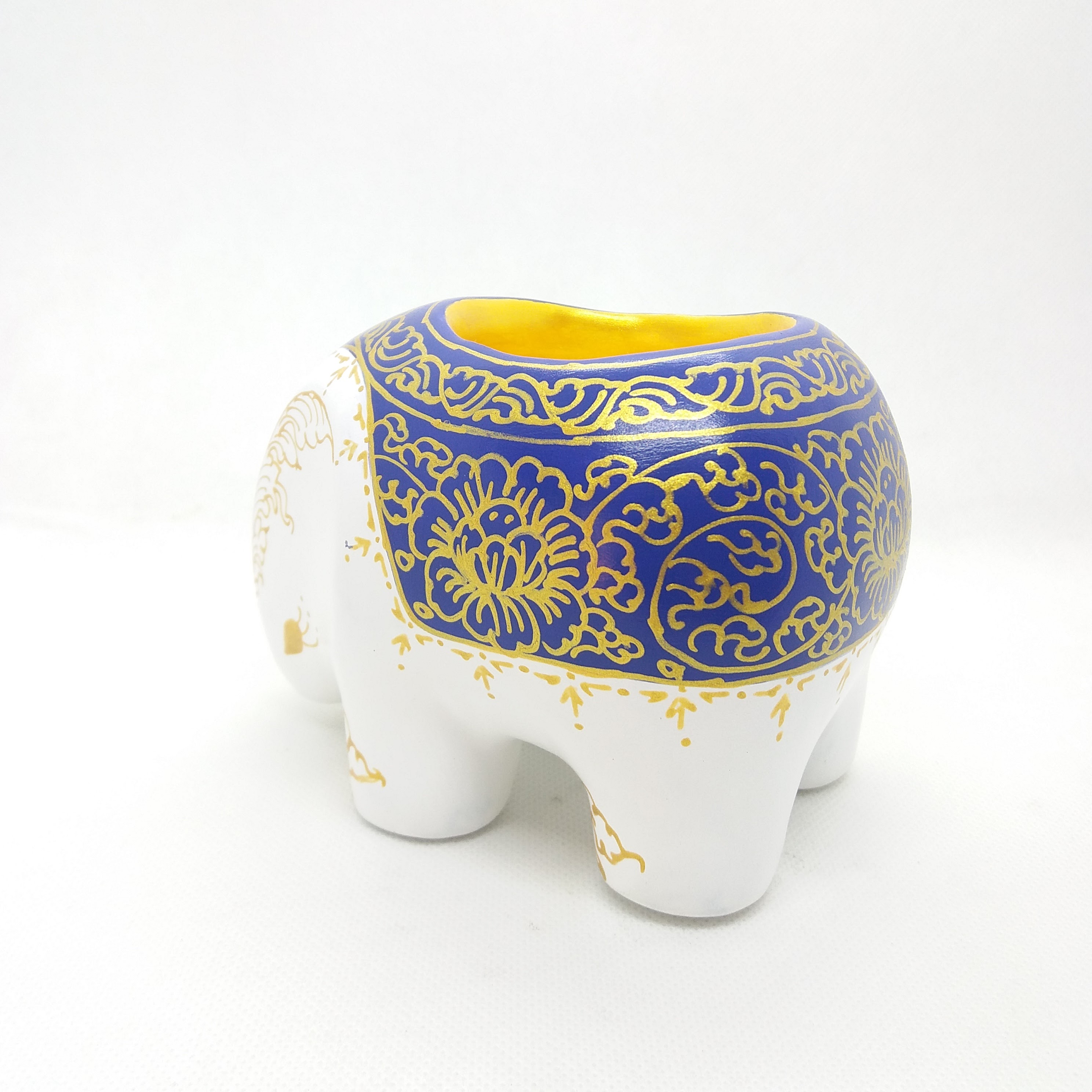 ช้างใส่เทียนหอมเทียน Size S ขาวน้ำเงิน