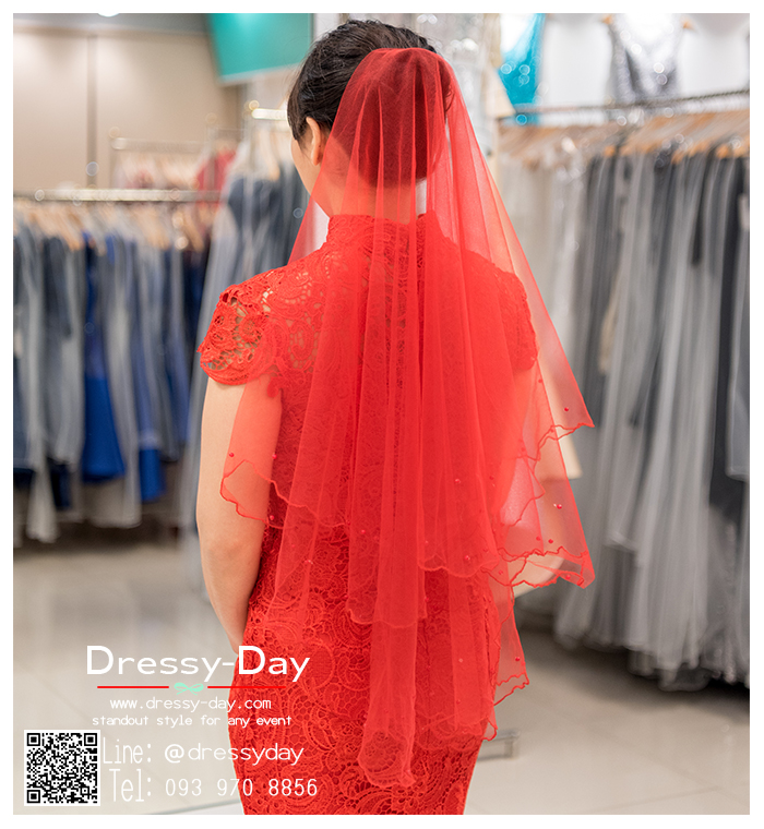 รหัส ผ้าคลุมผม : VD003 ขาย เวล ผ้าคลุมผม พร้อมส่ง สีทอง เหมาะมากสำหรับใส่ในพิธียกน้ำชา และงานแต่งงานธรรมเนียมจีน สีแดง เวลเจ้าสาว