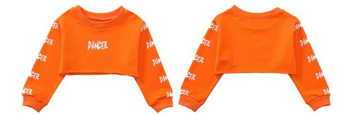 ชุดเต้น ชุดแดนซ์ เสื้อแขนยาวสีส้ม+กางเกงขายาว