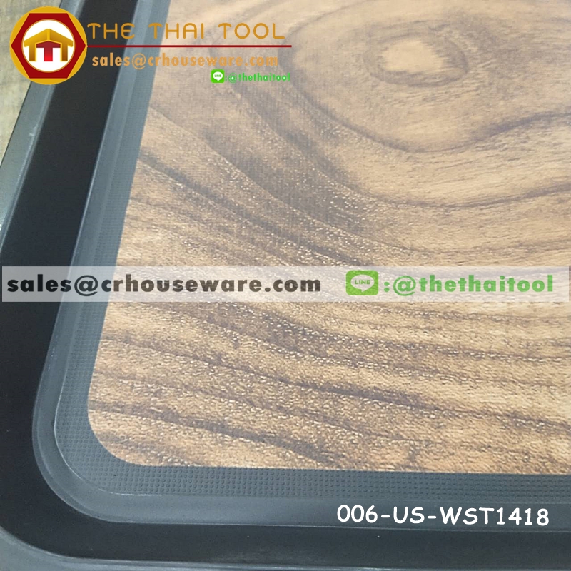 ถาดเสริฟกันลื่นลายไม้ ทรงเหลี่ยม 14x18 นิ้ว