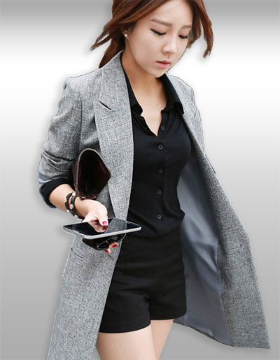เสื้อสูทผู้หญิงสีเทาตัวยาวสไตล์เกาหลี มี 5 ไซส รหัส2191