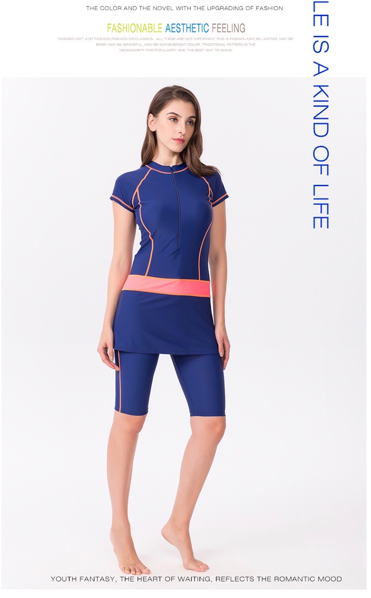 ชุดว่ายน้ำคนอ้วน 3xl แนวสปอร์ต เสื้อ + กางเกง รอบอก 36-44 รอบเอว 30-38 สะโพก 40-48 นิ้วกางเกงยาว 21 นิ้วค่ะ เนื้อผ้าดีมากๆ งานสวยค่ะ