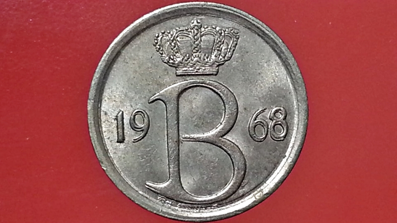 เหรียญ เงินตรา ประเทศ เบลเยี่ยม Centimes (French legend) 1968