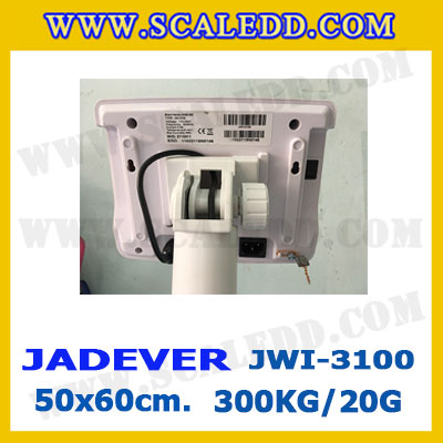 เครื่องชั่งดิจิตอลตั้งพื้น 300kg ยี่ห้อ JADEVER รุ่น JWI-3100 II ขนาดแท่น 50x60cm. เครื่องชั่งน้ำหนัก300กิโล เครื่องชั่งดิจิตอลชั่งน้ำหนัก300kg ตาชั่ง300kg ตาชั่งดิจิตอล300kg เครื่องชั่งดิจิตอล300kg พิกัดน้ำหนัก 300kg ค่าละเอียด 20g