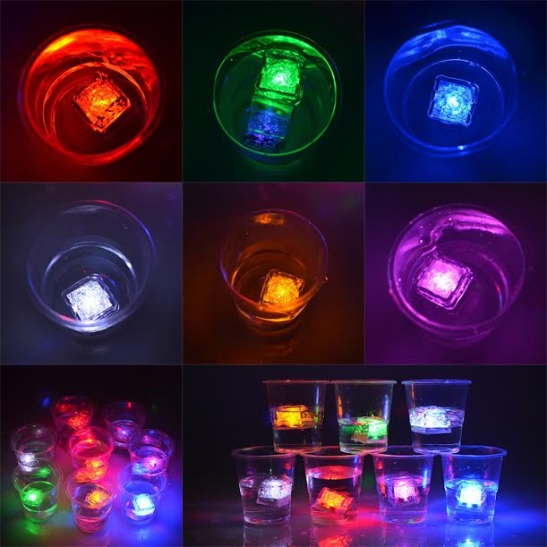 น้ำแข็งเทียมพร้อมไฟ LED สีเดียว ( LED ICE CUBE SINGLE COLOR ) ( 12 ชิ้น )